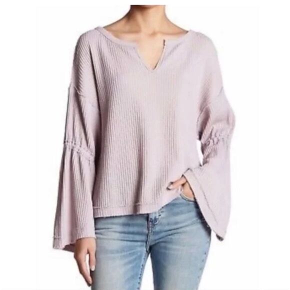We The Free Free People Dahlia Thermal Top in Lavender - Picture 1 of 13